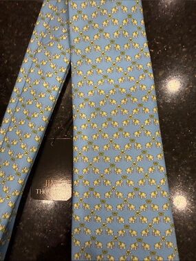 Thompson Sky Blue Silk Tie with Elephant Motif